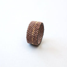Beaded Morse Code Ring. Beige and gol color