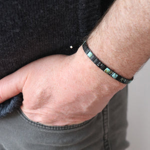 adjustable Morse Code mens bracelet